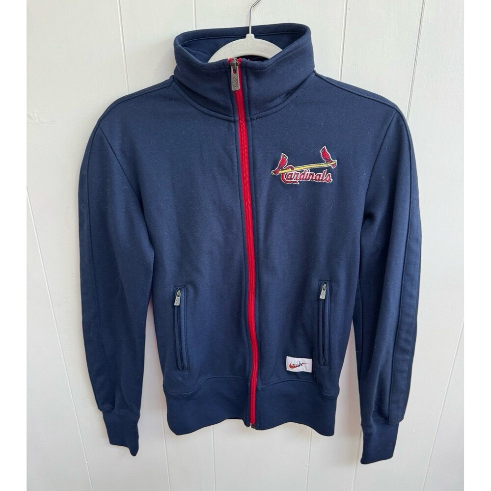 St Louis Cardinals Jacket Womens Small Nike MLB Full Zip Cooperstown Navy STL